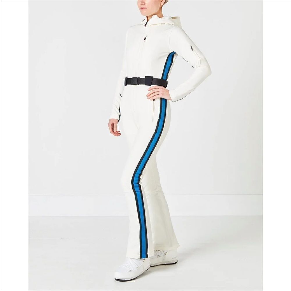 Perfect Moment White Blue Goop Gt Ski One Piece Ski Suit NWT Large Waterproof
